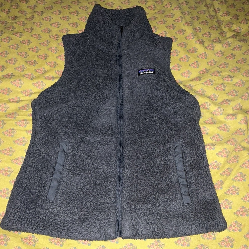 Patagonia Los Gatos Sherpa Vest Womens Small Gray Deep Pile Sleeveless Small